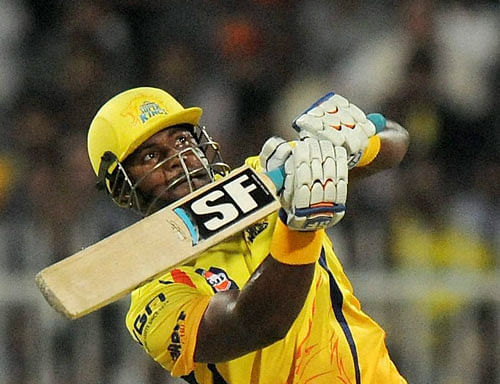 Dwayne Smith of The Chennai Superkings plays a shot during an IPL 7 match against Sunrisers Hyderabad in Sharjah on Sunday. PTI Photo