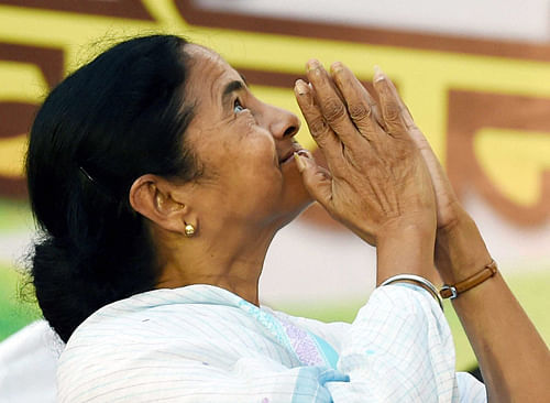 West Bengal Chief Minister and Trinamool Congress Suprimo Mamata Banerjee in election campaign during Lok Sabha election in Kolkata on Tuesday. PTI Photo
