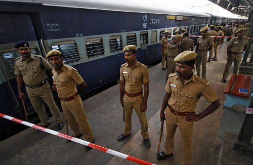 Security has been heightened across the State, especially at major railway stations, after the blast inside the Bangalore-Guwahati Express train in Chennai on Thursday morning. Reuters photo