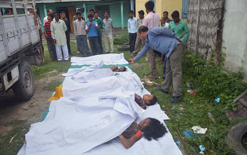 Nine more bodies were recovered from a village in Baksa district this morning, taking the toll to 32 in the violence unleashed by NDFB-Songbijit militants in Bodoland Territorial Administration Districts (BTADC) area in Assam. AP photo