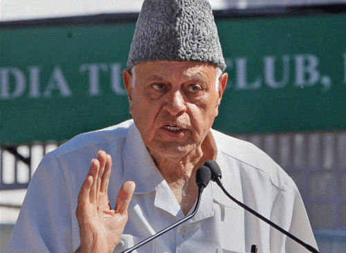 National Conference candidate Farooq Abdullah . PTI Image