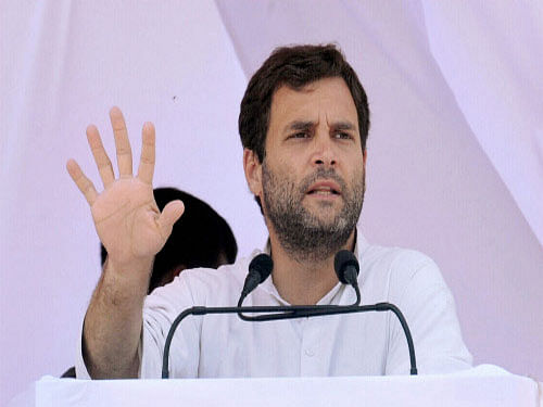 Rahul Gandhi today said the Congress practises the 'politics of harmony' and, in a jibe at  BJP's prime ministerial aspirant Narendra Modi, added that  some people only spread hatred. PTI photo