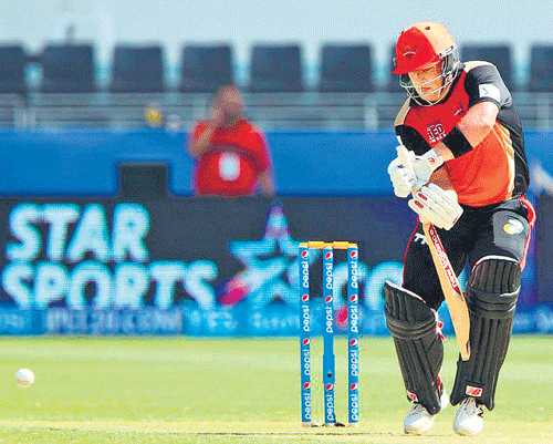 Invited to bat, Surisers Hyderabad scored 134 for nine against Rajasthan Royals in an IPL T20 cricket match at Sardar Patel stadium, here today. PTI photo