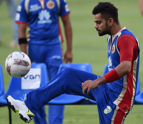 Royal Challengers Bangalore's Virat Kohli during the practice session at Chinnaswamy Stadium in Bengaluru . PTI Image