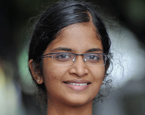 Vasudha D from Sadvidya PU College Mysore tops in PUC Science with 594 marks, DH Photo