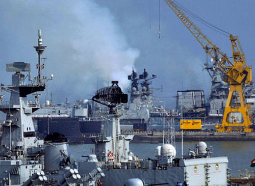 Three persons including a navy personnel today received burn injuries after a fire broke out onboard INS Ganga, which was going through routine maintenance and refit at the Naval Dockyard here. PTI file photo for representation only