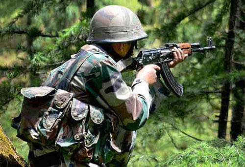 Two guerrillas were killed and an armyman was injured in Jammu and Kashmir's Poonch district, as the army Saturday foiled an infiltration bid on the Line of Control (LoC), a defence spokesman said. A huge cache of arms and ammunition was also recovered. PTI file photo for representation only