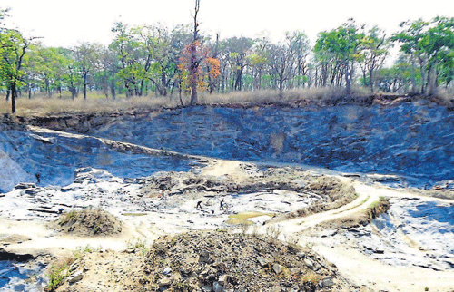 Illegal quarry in Athur forest near Kushalnagar. DH photo