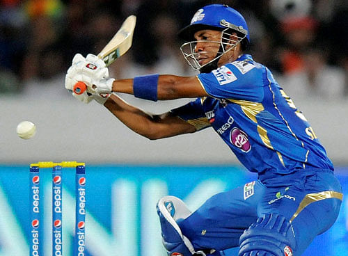 Moises Henriques of the Mumbai Indians bats during an IPL 7 match against Sunrisers Hyderabad in Hyderabad on Monday. PTI Photo