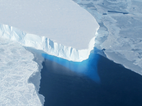 This undated handout photo provided by NASA shows the Thwaites Glacier in West Antarctic. Two new studies indicate that part of the huge West Antarctic ice sheet is starting a slow collapse in an unstoppable way. Alarmed scientists say that means even more sea level rise than they figured. Ap Photo