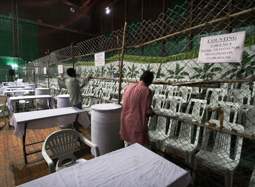 Preparations being made for counting of votes at Secunderabad on Thursday. PTI Photo