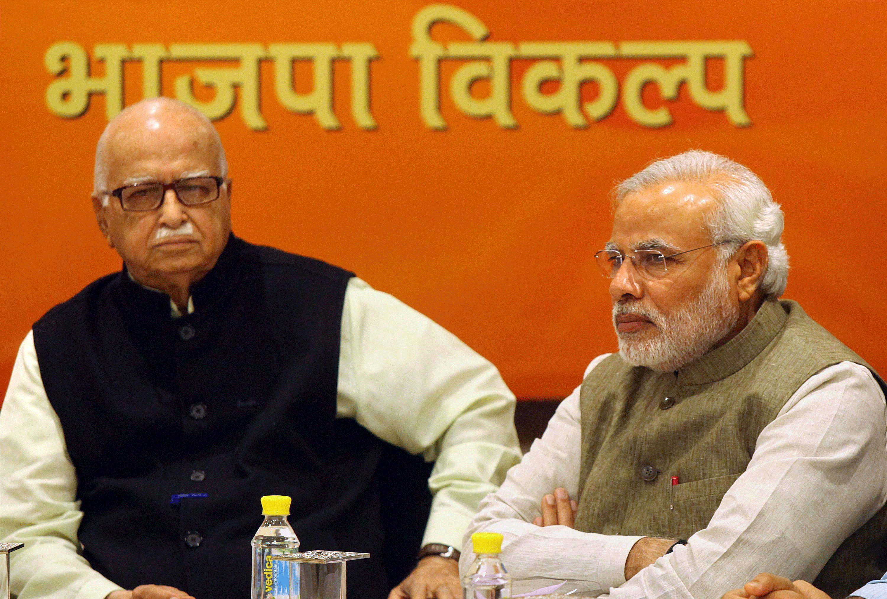 BJP patriarch L K Advani today congratulated Narendra Modi but apparently did not give full credit to him saying it needs to be assessed as to what contribution his leadership has made to the party's unprecedented victory. PTI. File Photo