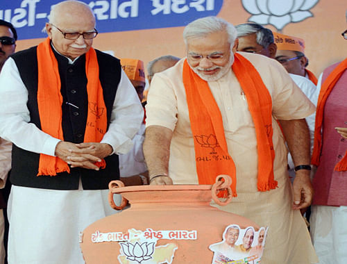 BJP veteran L K Advani, who has been sharing frosty ties with Narendra Modi, today congratulated the party's Prime Ministerial candidate over the Lok Sabha election victory by calling him up in Ahmedabad. PTI. File Photo