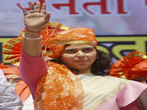 BJP is maintaining a lead in nine out of the eleven Lok Sabha seats in Chhattisgarh.Durg seat is witnessing neck-to-neck contest between national president of BJP Mahila Morcha Saroj Pandey and Congress' Tamradhwaj Sahu. PTI. File Photo