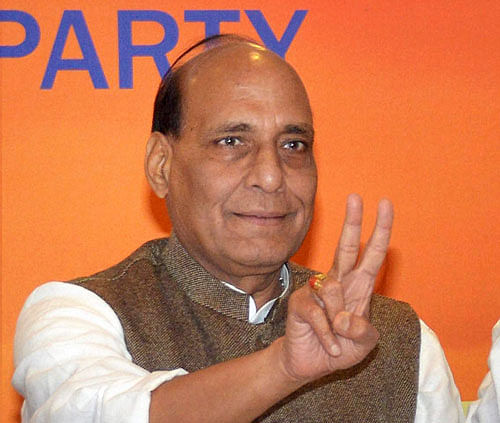 An elated Rajnath Singh today gave credit to the party and persona of Narendra Modi for the spectacular performance of BJP in the elections and said role of senior party leaders including LK Advani would be decided collectively and with consensus.PTI photo