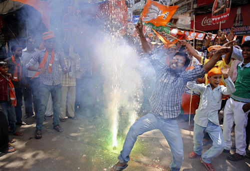 Riding the 'Modi 'wave', the BJP registered its best ever performance in Uttar Pradesh winning 71 of the 80 seats in the state and decimating the Samajwadi Party (SP), BSP and the Congress in the Hindi heartland. The BJP's ally, Apna Dal, won two seats.  AP photo