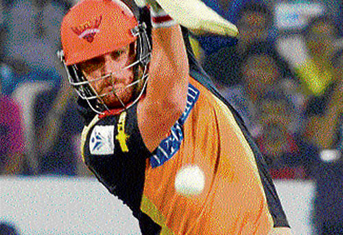 Power-packed:  Sunrisers Hyderabad will hope for a good knock from Aaron Finch against KKR on Sunday. DH PHOTO