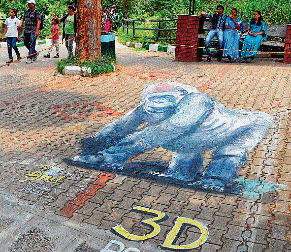 A view of the 3D image of  Polo, the gorilla, which passed away recently in Mysore zoo.