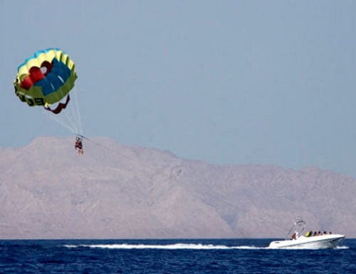 Ignoring her age, parents of an 11-month-old girl today sent her on a solo parasailing trip to a height of about 40 feet as the toddler was seen crying by onlookers at Muzhipillangadi beach here. AP photo