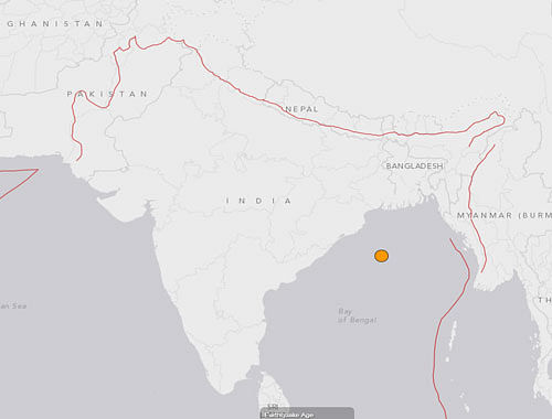 The quake struck 60 km east of Paradip at a depth of 10 km at 9:52 pm, said L S Rathore, Director General, India Meterological Department. Screengrab from USGS earthquake page