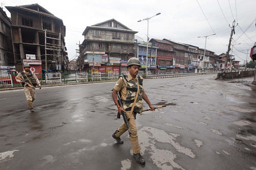 The army Friday carried out flag march in Jammu and Kashmir's Poonch town where an indefinite curfew was imposed following clashes between two communities. AP file photo