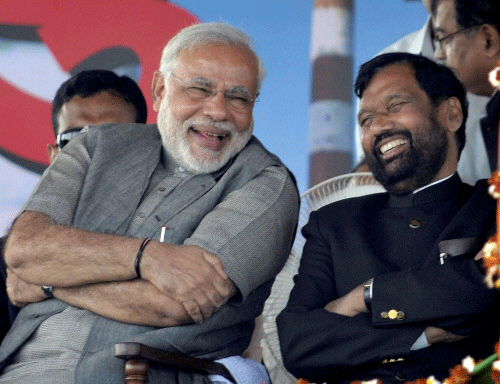 A Dalit leader, Paswan and RJD chief Lalu Prasad were widely seen as potential Congress allies in the Lok Sabha election. But in February he surprised everyone by aligning with the BJP to contest Lok Sabha polls. PTI file photo