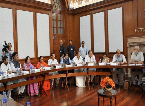 Prime Minister Narendra Modi chairing the first Cabinet Meeting of his government in New Delhi on Tuesday. PTI Photo