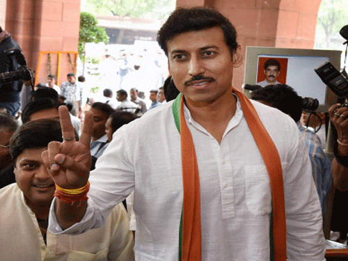 Rajyavardhan Rathore, the lone Rajput MP, is considered a youth icon in the party and is believed to have direct contact with Modi and Rajnath Singh. PTI file photo