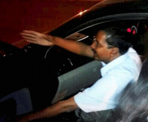 AAP convener Arvind Kejriwal leaves after being released from Tihar Jail in New Delhi on Tuesday. PTI Photo