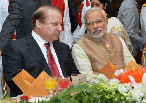 The new prime minister underlined India's concerns on terrorism emanating from Pakistan during the 45-minute meeting with his guest from Islamabad. PTI photo