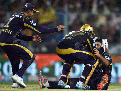 Kolkata Knight Riders defeated Kings XI Punjab by 28 runs in the first Qualifier to enter the final of the seventh edition of Indian Premier League, here today. PTI photo