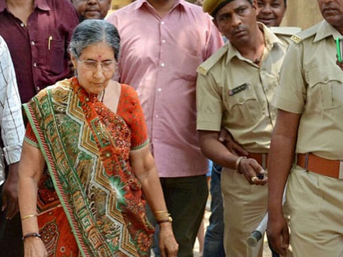 Prime Minister Narendra Modi's wife Jashodaben, who lives in Brahmanwada village of Unjha town of Mehsana district, has been given round-the-clock police protection by the Mehasana police. File photo - PTI