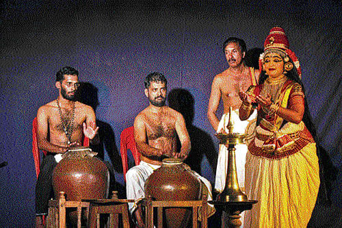 In sync: A Koodiyattam performance is a combination of dance, prose, poetry and music from 'Mizhavu'.