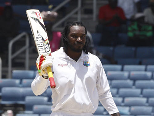Talismanic opener Chris Gayle stroked an unbeaten half-century to hint at something special in his 100th Test, but it glossed over another dodgy West Indies batting effort on the third day of the first Test against New Zealand here Tuesday. AP photo