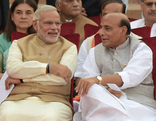 Union Home Minister Rajnath Singh has taken the lead in following Prime Minister Narendra Modi's advice to assign enough work to their junior ministers.  / PTI Photo