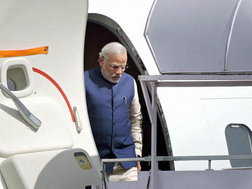 Prime Minister Narendra Modi today arrived here on a two-day visit to Bhutan, his first foreign destination since he took over, to cement India's "unique and special relationship" with the neighbouring country. PTI photo