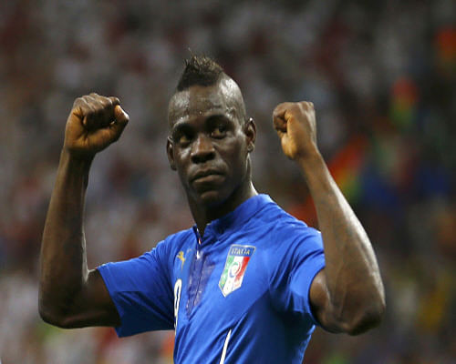 Italy striker Mario Balotelli dedicated his goal, which secured a 2-1 victory over England in the World Cup Group D opener, to his wife and friends. Reuters photo