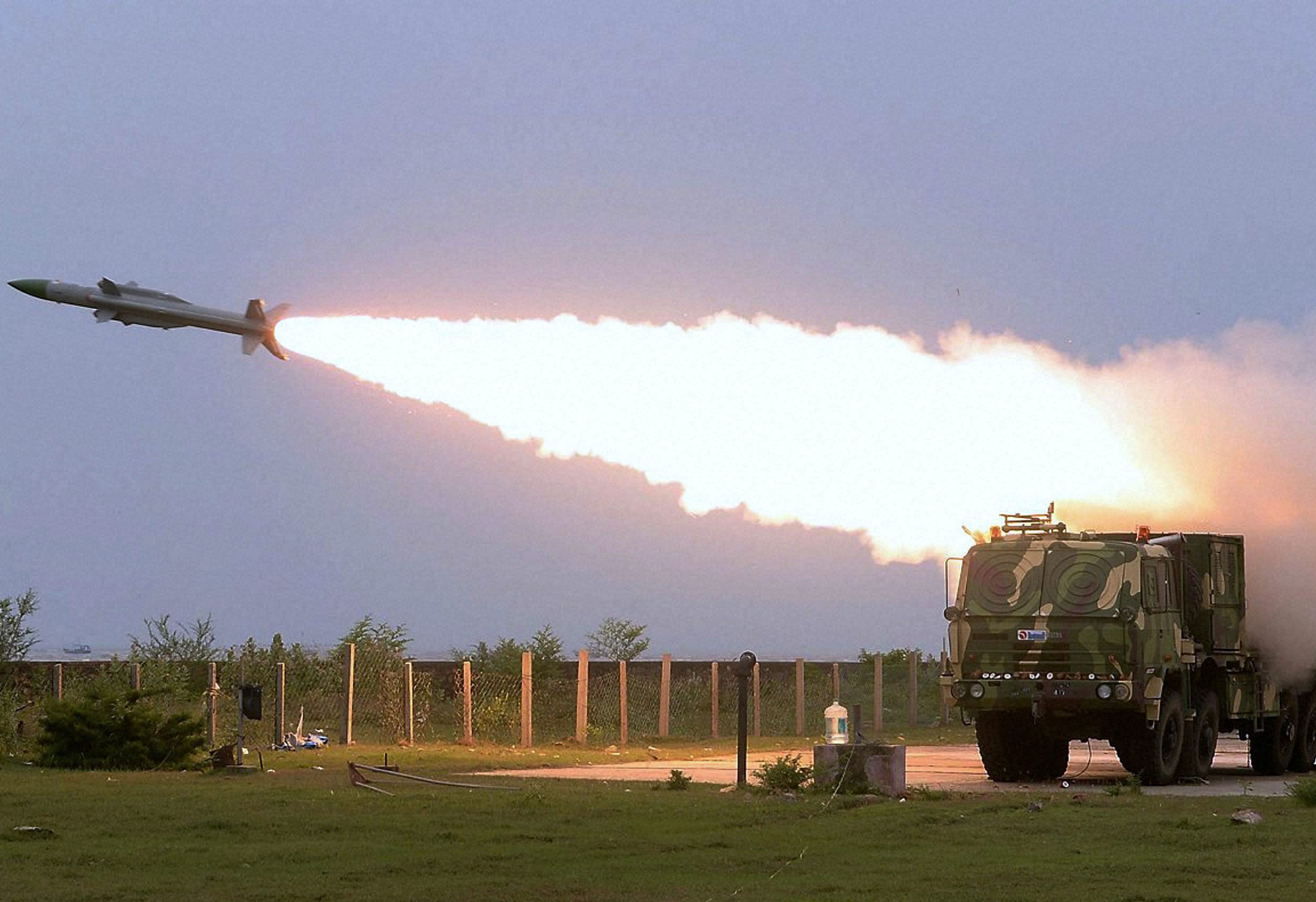 Akash missile was successfully test fired at a very low altitude from the Integrated Test Range, Balasore in Odisha on Wednesday. PTI Photo