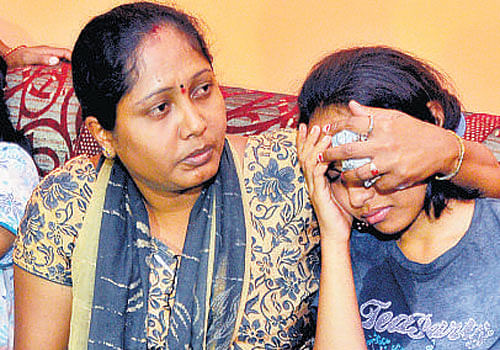Relatives of Namitha are  inconsolable. DH photo