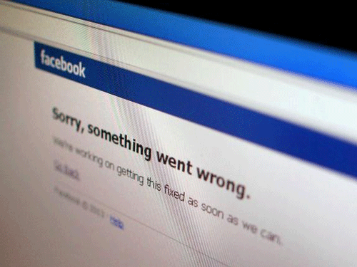 During the outage, Facebook users ranging from Australia to South Korea to India and Britain were greeted with a message saying Sorry, something went wrong. Reuters photo