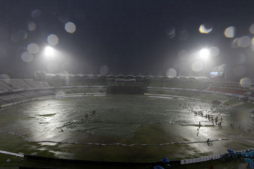 India were 119 for nine in 34.2 overs when rain stopped play for the third time in the third and final One-Day International against Bangladesh here today. AP file photo