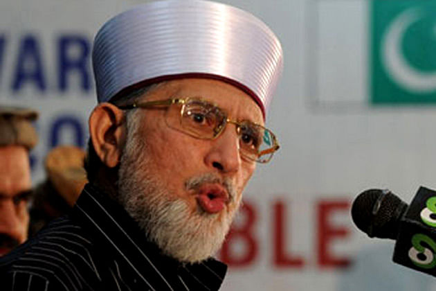 Dr. Tahir-ul-Qadri, who has been living in Canada, returned to Pakistan Monday by a flight of the Emirate Airlines to lead an anti-government protest, Xinhua reported. TV grab