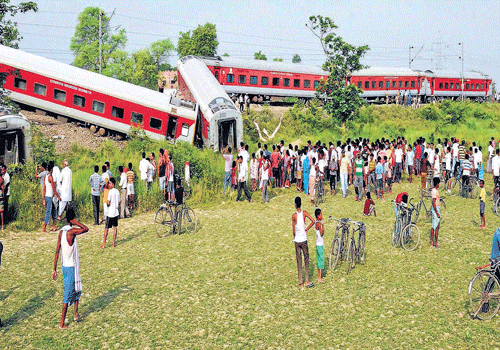 Railway ministry is sticking to the theory that sabotage might be the cause of the New Delhi-Dibrugarh Rajdhani Express derailment near Chapra in Bihar on Wednesday. PTI photo