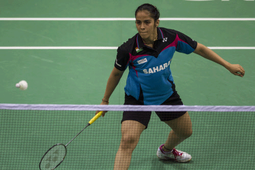 Ace Indian shuttler Saina Nehwal reached the women's singles semifinals. PTI photo