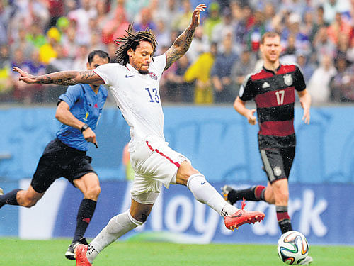 Jermaine Jones, who has been a standout performer for the US, will be hoping for another strong outing against Belgium in the last-16 clash on Tuesday. AP