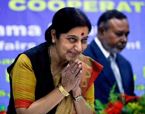 External Affairs Minister Sushma Swaraj today chaired a meeting of India's top envoys from Gulf countries to discuss the situation in conflict-hit Iraq where the Indian government is in the process of facilitating departure of nearly 10,000 of its nationals from non-conflict zones. Reuters File Photo.
