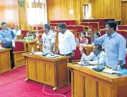 Members of the City Municipal Council (CMC) debated the issue of encroachment of CMC properties in the city and arrived at a decision to form an all-party committee to identify such lands and prepare a list. DH photo