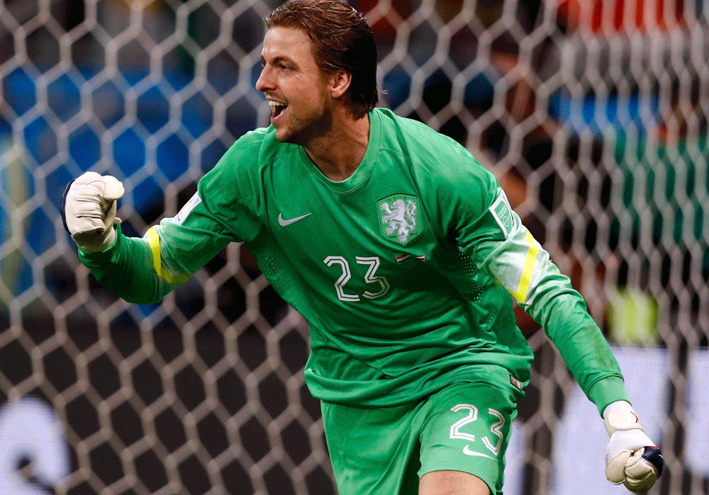Goalkeeper Tim Krul called it a dream come true after he was boldly brought on as a penalty-kicks specialist and saved two against Costa Rica to put the Netherlands into the World Cup semi-finals / Reuters photo