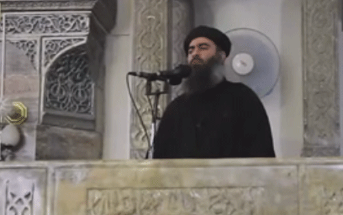 The first appearance of self-proclaimed caliph Abu Bakr al-Baghdadi in a video shot in an Iraqi mosque illustrates the extent of his jihadist group's control and confidence, experts say / Screen Grab