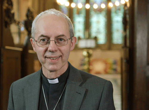 The Archbishop of Canterbury Justin Welby speaks during a pre-recorded interview with the BBC at Lambeth Palace in London, in this July 10, 2014 handout photograph released by the BBC. The Church of England Synod is due to vote again on whether to consecrate female bishops, at its meeting in York on July 14, 2014, according to local media. REUTERS